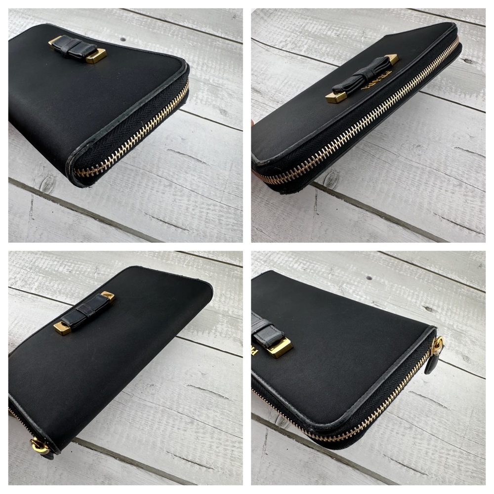 AUTHENTIC Prada Zip Around wallet. Bow details. Black. - Picture 3 of 16